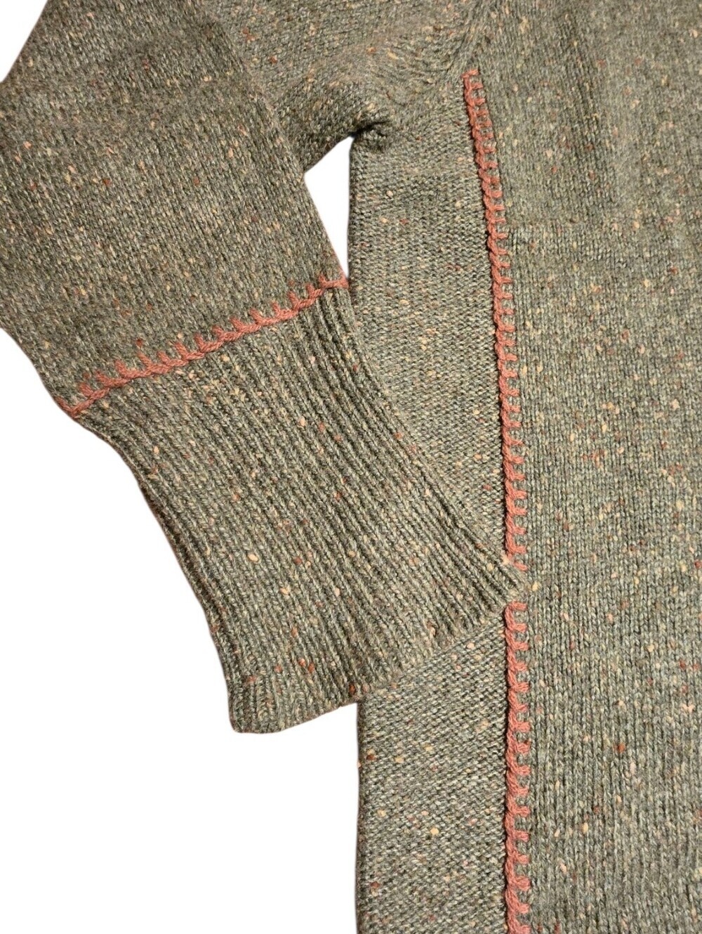 Woolrich Vintage Tweed Quarter Zip Sweater Fleece Lined Green XL Cabincore - Picture 7 of 11
